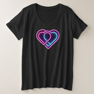 Neon pink/blue heart Valentine's day mug Plus Size T-Shirt
