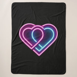 Neon pink/blue heart Valentine's day mug Sherpa Blanket
