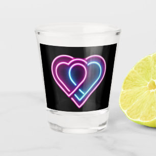 Neon pink/blue heart Valentine's day mug Shot Glass