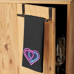 Neon pink/blue heart Valentine's day mug Tea Towel