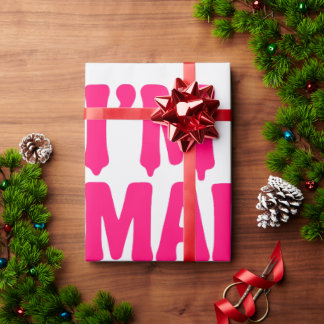 Neon Pink Bold Quote Wrapping Paper – Customisable