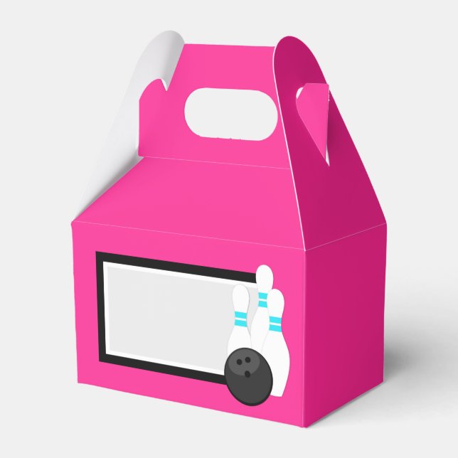 Neon Pink Bowling Favour Boxes (Front Side)