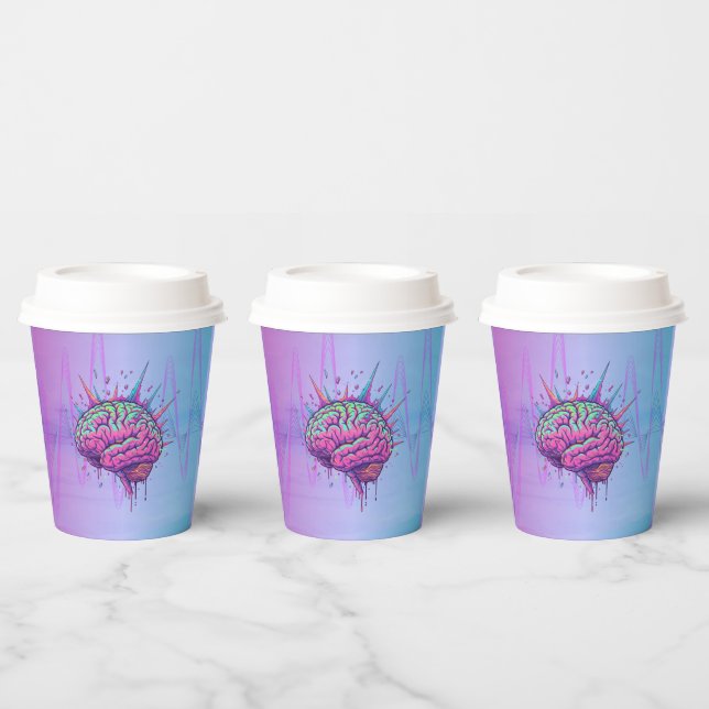 Neon Pink Brain Paper Cups (Multi)