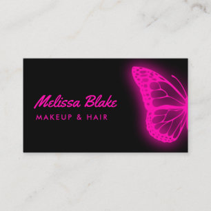 neon pink butterfly logo business card