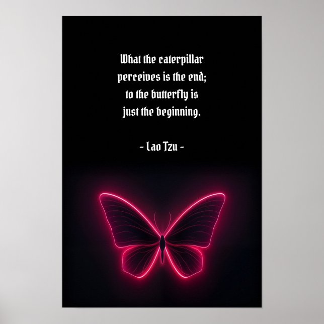 Neon Pink Butterfly Poster (Front)