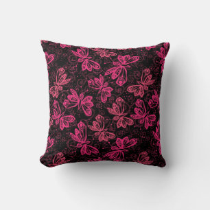 Neon Pink Buttflies Cushion