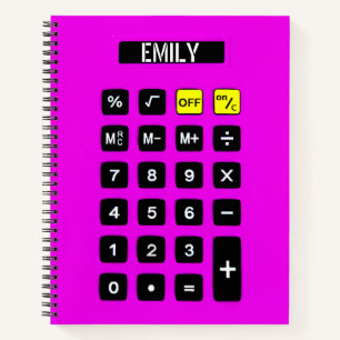 Neon Pink Calculator with Name Notebook