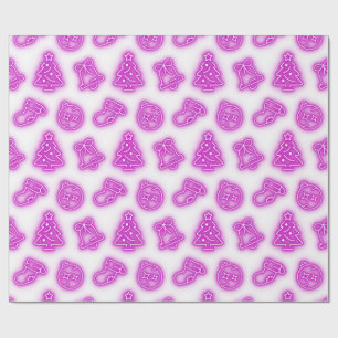 Neon Pink Christmas on White Wrapping Paper