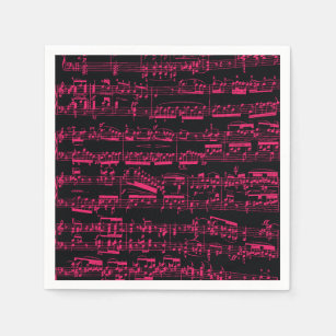 Neon pink classical sheet music (Beethoven) Napkin