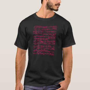 Neon pink classical sheet music (Beethoven) T-Shirt