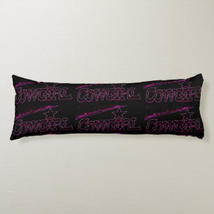 neon pink cowgirl black Thunder_Cove Body Cushion