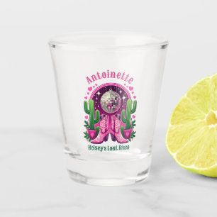 Neon Pink Cowgirl Boots & Disco Ball Bachelorette Shot Glass