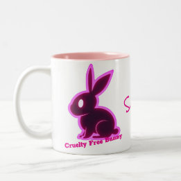 Neon Pink Cruelty-Free Bunny Editable Text Two-Tone Coffee Mug