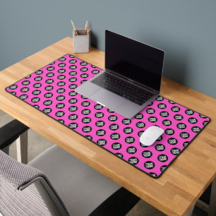 Neon Pink Custom Business Logo Pattern Desk Mat