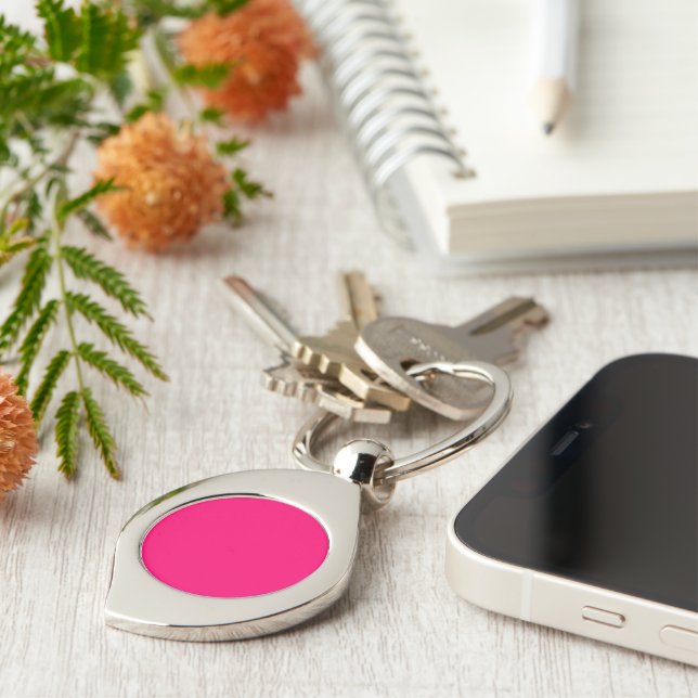 Neon Pink Custom Metal Keychain – Bulk & Personal (Side)