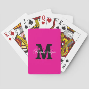 Neon pink custom monogrammed playing cards