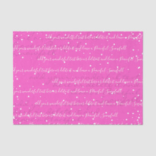 Neon Pink Custom Script Text Elegant Christmas Tissue Paper