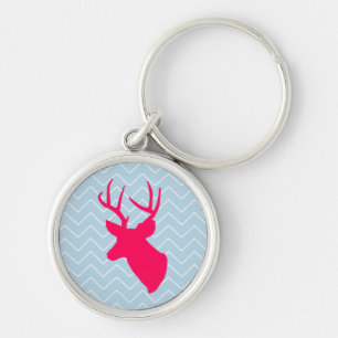 Neon Pink Deer Silhouette Key Ring