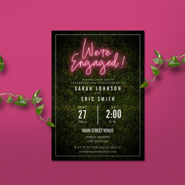 Neon Pink Engagement Party Invitation (Creator Uploaded)