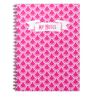 Neon Pink Fish Scale Pattern Custom Notebook