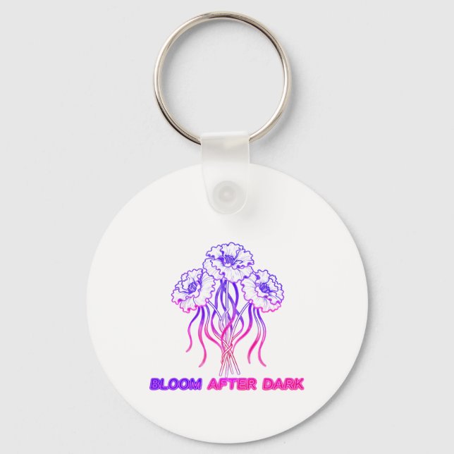 Neon Pink Floral - Art Keychain (Front)