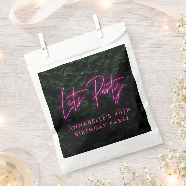 Neon pink funky modern lets party favour bags (Clipped)