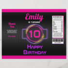 Neon Pink Girl Birthday Party Chip Bag Wrapper