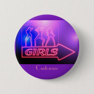 Neon Pink Girls Sign Thunder_Cove 6 Cm Round Badge