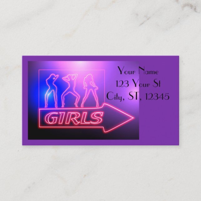Neon Pink Girls Sign Thunder_Cove  Business Card (Front)
