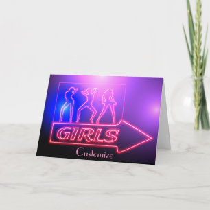 Neon Pink Girls Sign Thunder_Cove  Card