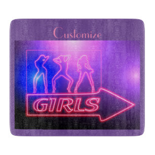 Neon Pink Girls Sign Thunder_Cove Cutting Board