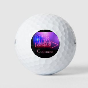Neon Pink Girls Sign Thunder_Cove Golf Balls