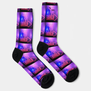 Neon Pink Girls Sign Thunder_Cove Socks