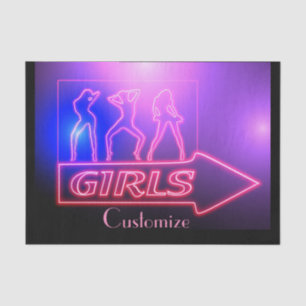 Neon Pink Girls Sign Thunder_Cove  Tissue Paper