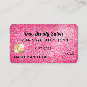 Neon Pink Glitter Credit Card Gift Certificate