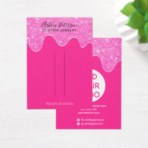 Neon pink glitter drips jewellery hair clip displa