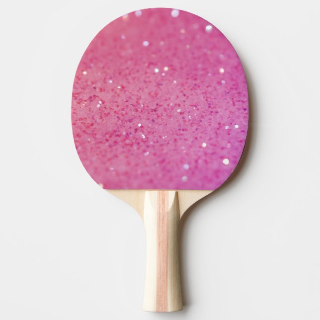 Neon Pink Glitter Sparkle Ping Pong Paddle (Front)
