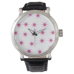 Neon Pink Glowing Stars Pattern Watch