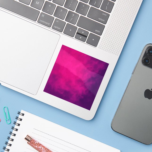 Neon Pink Gradient Vinyl Sticker – Customisable (Laptop w/ iPhone)