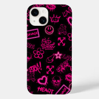 Neon pink graffiti iPhone case