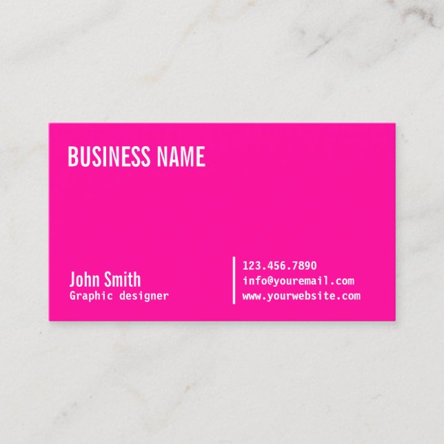 Neon Pink Graphic Design Business Card (Front)