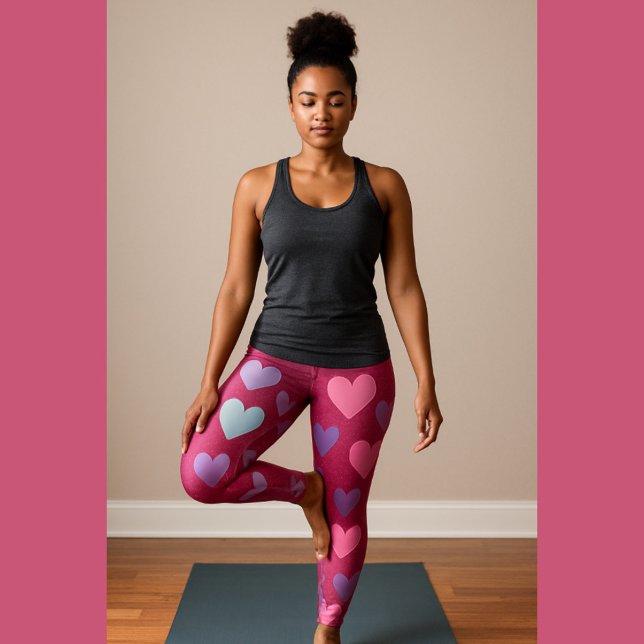 Neon Pink Heart Pattern  Leggings (Creator Uploaded)