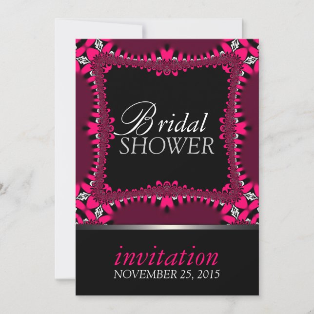 Neon Pink Hearts Bridal Shower Party Invitations (Front)