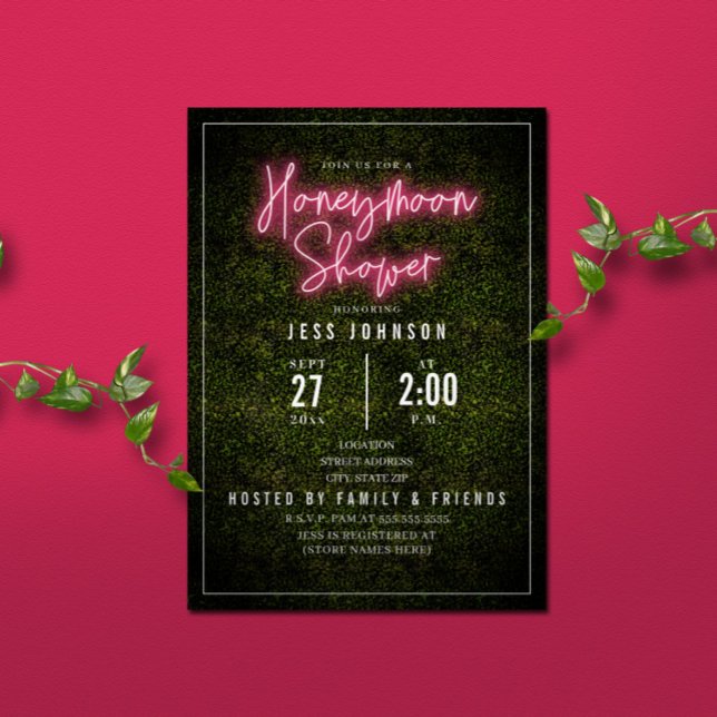 Neon Pink Honeymoon Shower Invitation (Creator Uploaded)