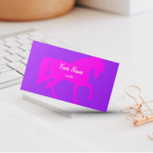 neon pink horse trotting business card