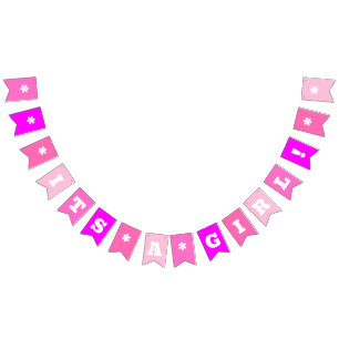 Neon Pink Its a Girl ! Custom Bunting