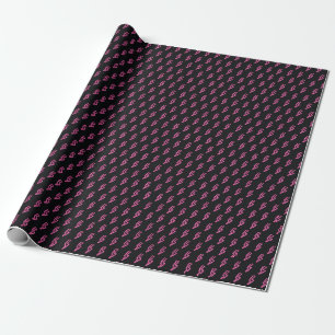 Neon Pink Lightning: Dark Background. Wrapping Paper