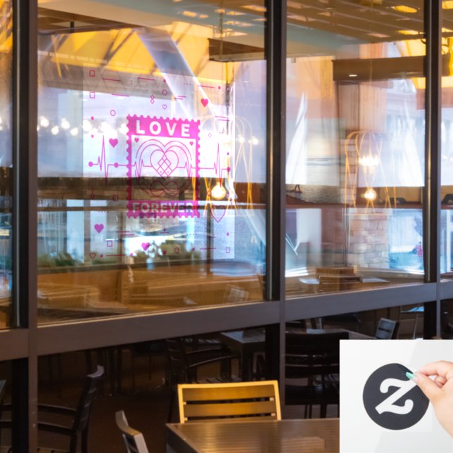 Neon Pink Love Forever Valentine Stamp (Restaurant Window)