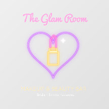 Neon Pink Makeup Beauty Bar Custom Name Window Cli