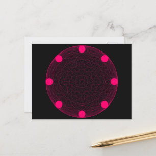 Neon Pink Mandala Postcard (Black) – Customisable